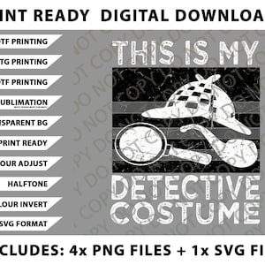Detective Costume Shirt Wear For Men Women Ladies Kids Premium Png Bundle, SVG Files, Digital Downloads
