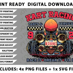 Mario Kart Racing Go Kart Driver Fun Png Bundle, SVG Files, Digital Downloads