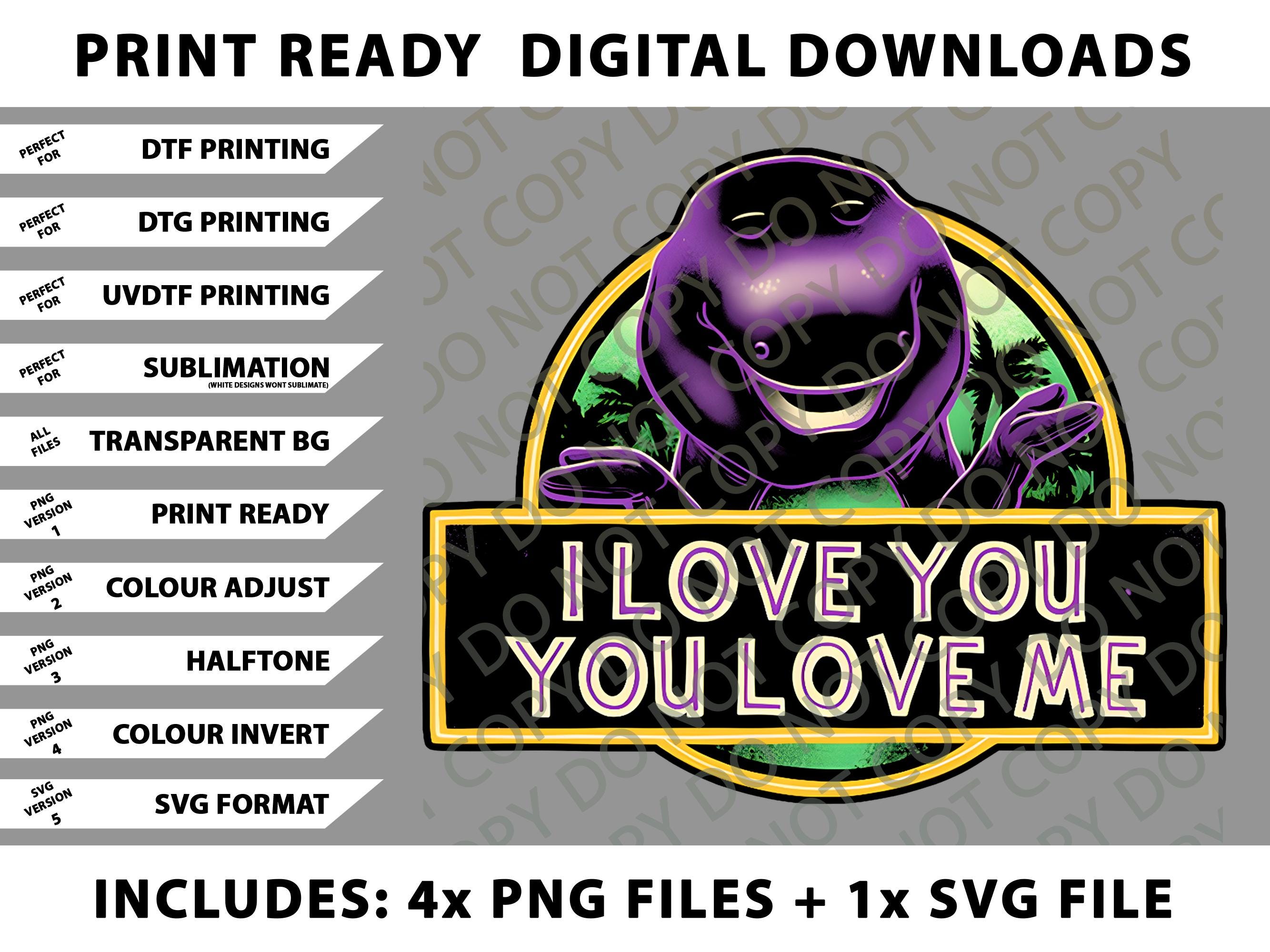 Purple Friend, I Love You, Barney Png Bundle, SVG Files, Digital Downloads