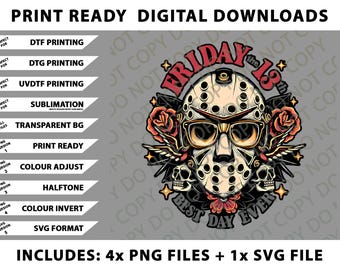Best Day Ever, Friday 13th Jason Voorhees Png Bundle, SVG Files, Digital Downloads