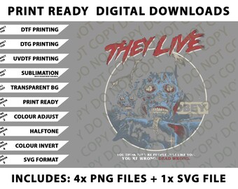 They Live, John Carpenter, Horror Png Bundle, SVG Files, Digital Downloads