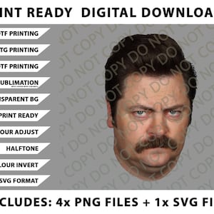 Ron Swanson Png Bundle, SVG Files, Digital Downloads