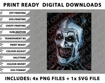 Skräckmannen, Konst Clownen Png-paket, SVG-filer, Digitala nedladdningar