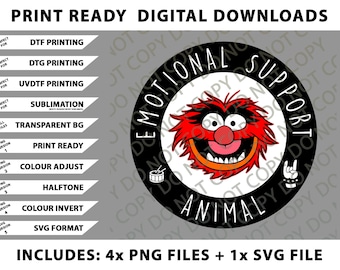 Muppets Animal Emotional Support Animal Drummer Png Bundle, SVG Files, Digital Downloads