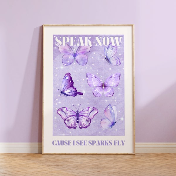 Speak Now Taylor’s Version Retro Wall Print Quote, Swiftie Gift Merch Decor, Minimalist Art, Subtle Swiftie Aesthetic Home Decor, Watercolor