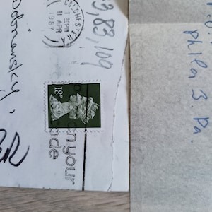 Telegrama de Yuri Buryakivets (escritor ucraniano) al profesor Hnatiuk. Con la firma y dirección originales del autor. Carta original.