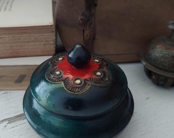 Vintage Handmade Wooden Trinket Box Made In India