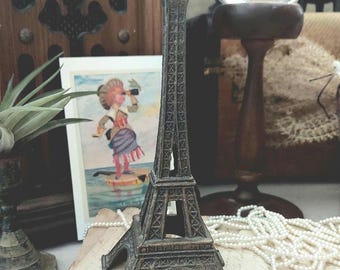 Vintage Eiffel Tower Souvenir Brass Statuette