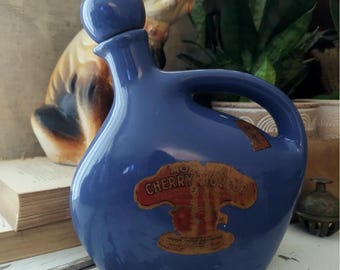 Vintage Mohawk Pottery Blue Decanter Blue Water Jug And Stopper Cork