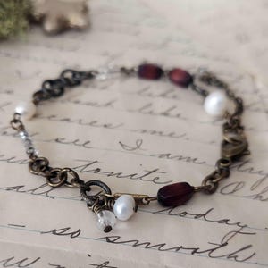 Vintage Glass Bead Bracelet: Earthy Boho Layering Chain