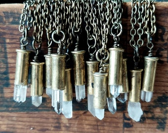 Small crystal bullet necklace, quartz necklace, quartz bullet necklace, short necklace, minimalist  necklace, layering necklace