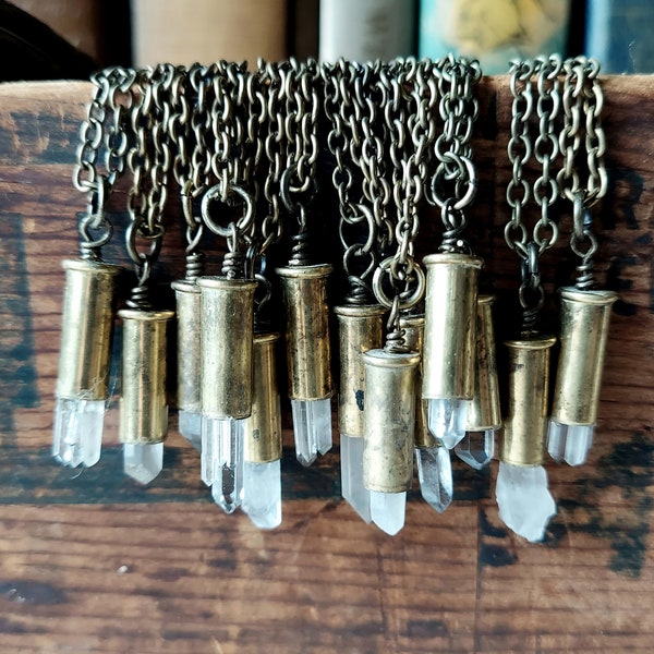 Small crystal bullet necklace, quartz necklace, quartz bullet necklace, short necklace, minimalist  necklace, layering necklace