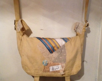 Handmade Up-cycled hand embellished crossbody/Bag/purse,GYPSY Boho festive Hippie Artwork decorated C.LeCrone