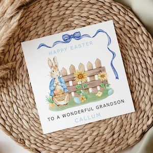 Personalisierte erste Osterkarte | Frohe Ostern Karte | Baby Mädchen Junge | -Enkelkind-Karte | Grußkarten | Peter Rabbit Flopsie