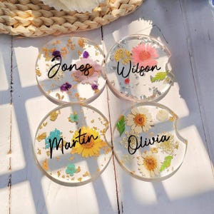 Custom Flowers Coasters,Colorful Pressed Real Flowers Outdoor Coasters,Custom Wedding Birthday Christmas Gifts Table Decor,Wildflowers Art