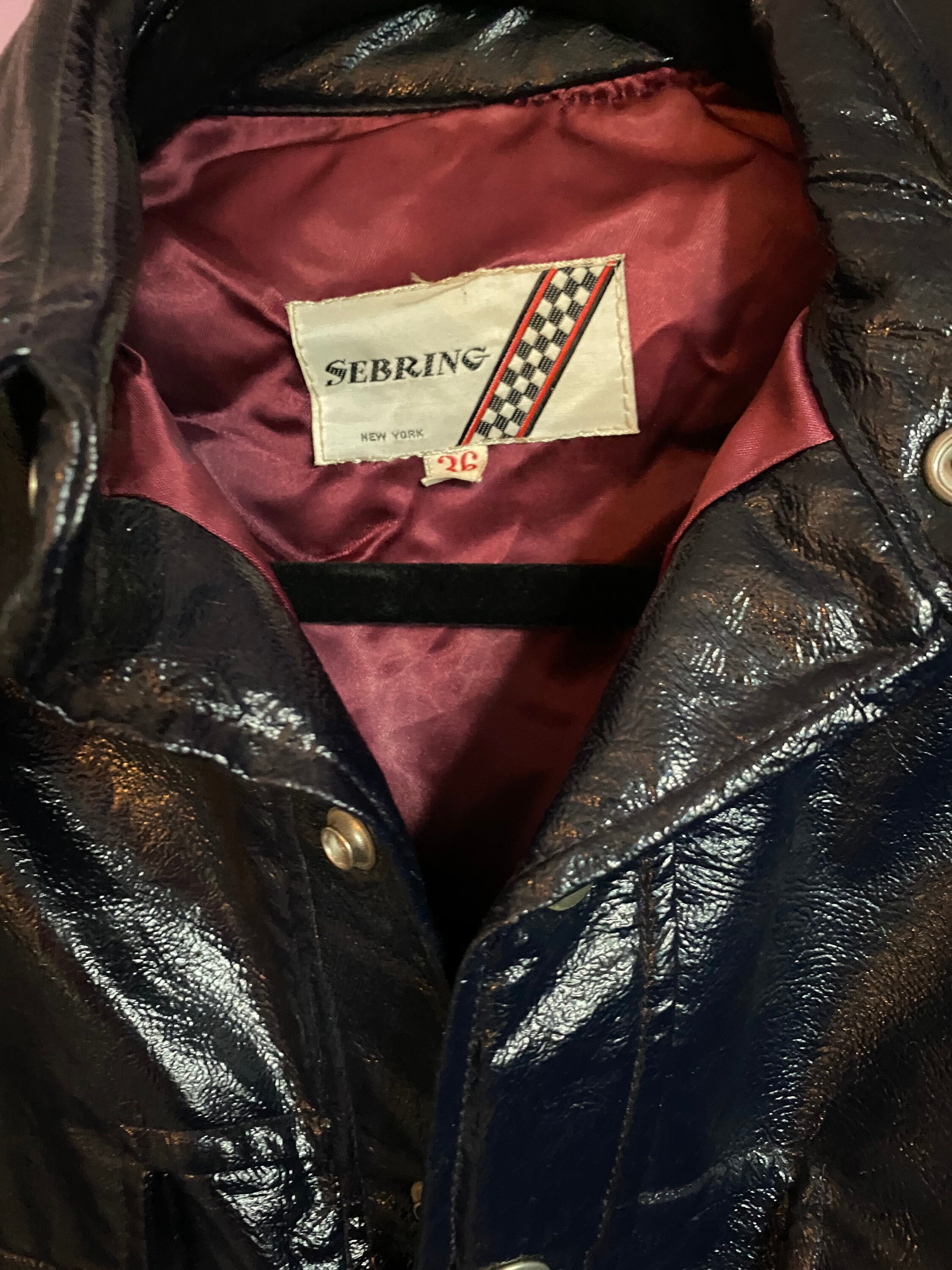 Vintage 1970s Sebring Racing Jacket Black Patent Vinyl 36 - Etsy