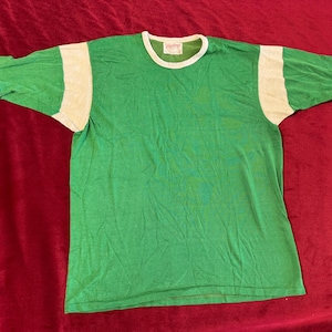 Vintage 1970’s Rawlings Blank Jersey Tee Green White XL Tshirt