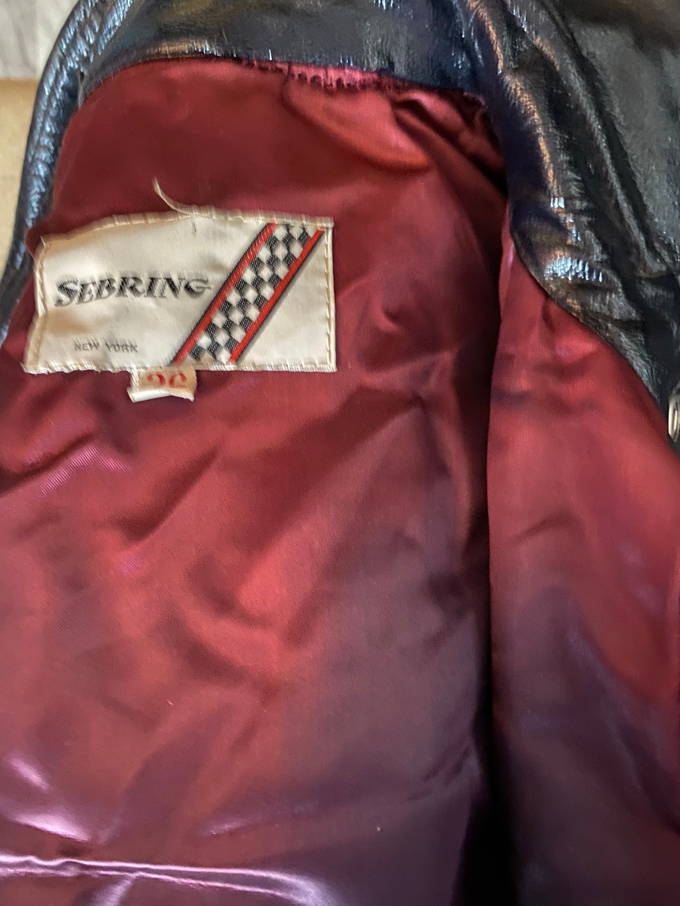 Vintage 1970s Sebring Racing Jacket Black Patent Vinyl 36 - Etsy