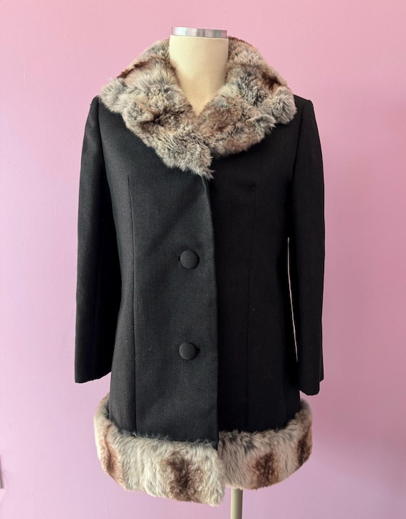 Vintage 1960's Jack Feit Grey Wool Chinchilla Fur Coat Jacket 38