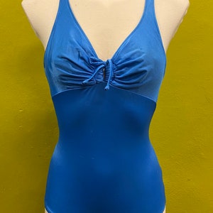 Vintage 1970’s Blue Halter Swimsuit Maxine of Hollywood 10 One Piece