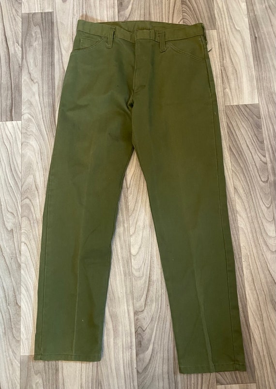 Vintage 1960’s Green Denim Jeans Tapered Scovill Z