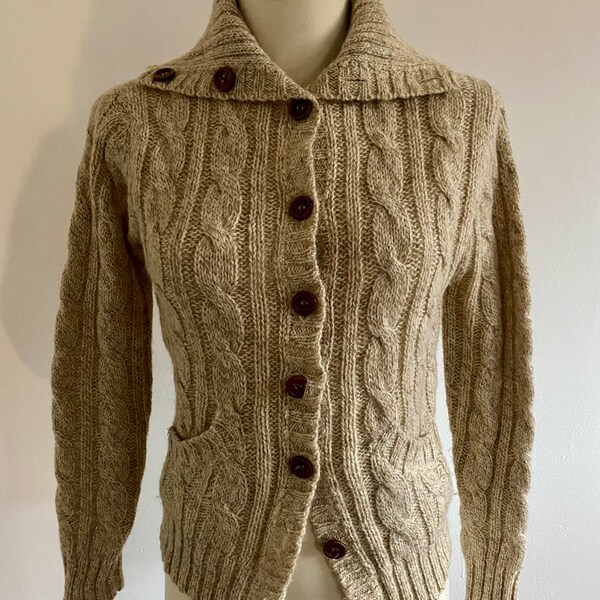 Thick Wool Hand Knit Cardigan with Wood Buttons main image 0