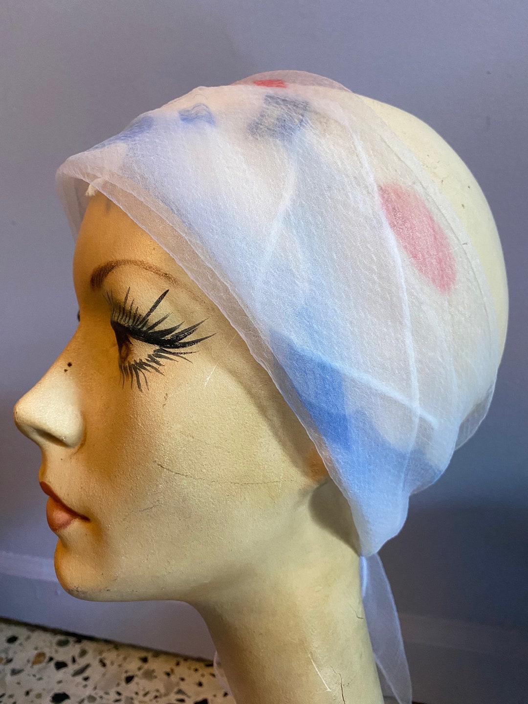Nilon Scarf Vintage 1950’s Style Nylon Georgette Sheer Scarf Japan Pink Blue ...