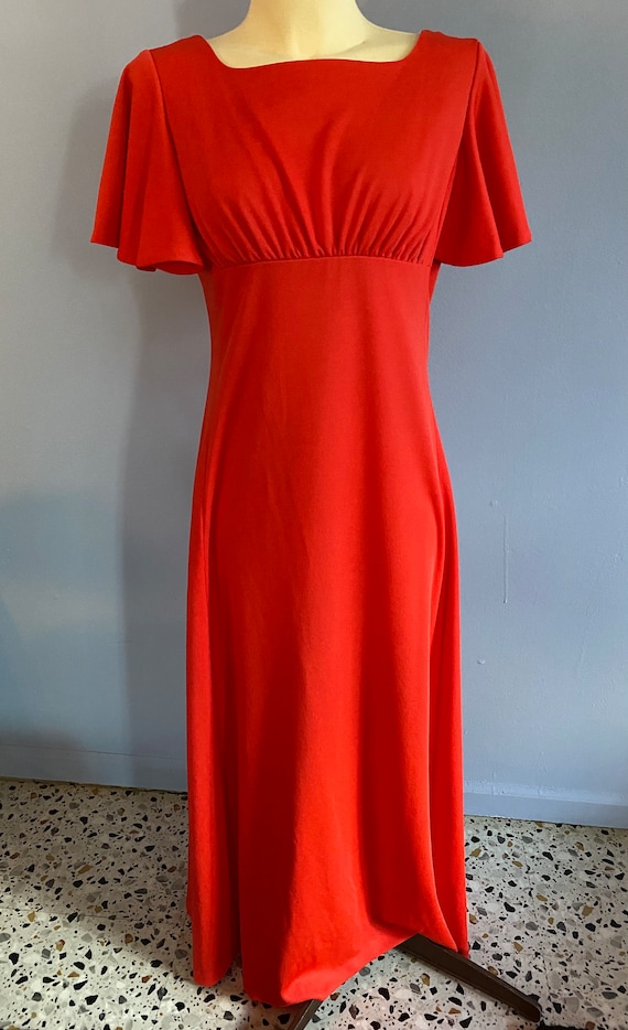 Vintage 1970’s Alison Ayres Red Stretch Knit Poly 