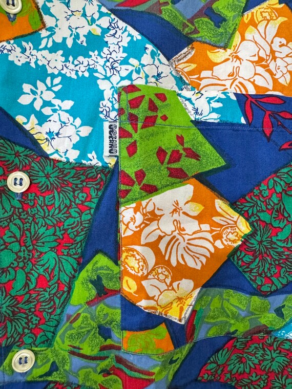 Vintage Oceano Floral Patchwork Button Front Men’… - image 3