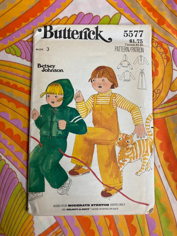 Vintage 1970's Betsey Johnson Butterick Kids Pattern Overalls