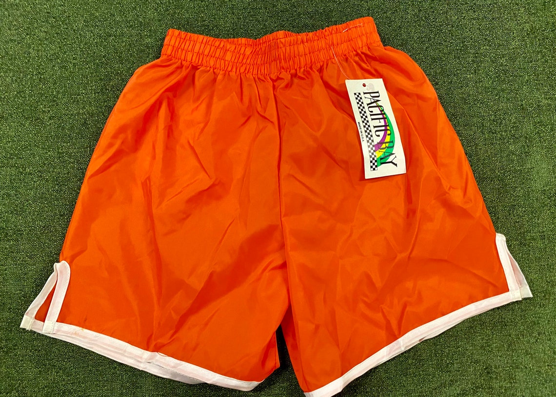 Vintage 1970s80s Boys Orange Gym Shorts with White