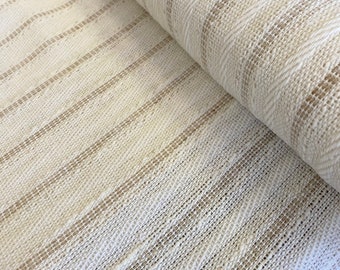 Vintage 1970’s MCM Drapery Beige White Loose Weave Fabric 48” wide BTY Curtains