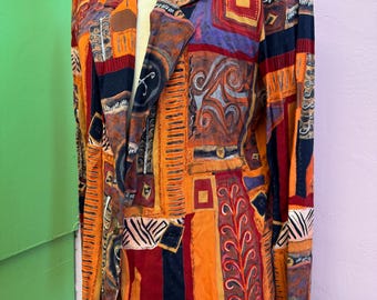 Vintage 1980’s-90s By Choice Abstract Print Oversized Boxy one button Jacket 44