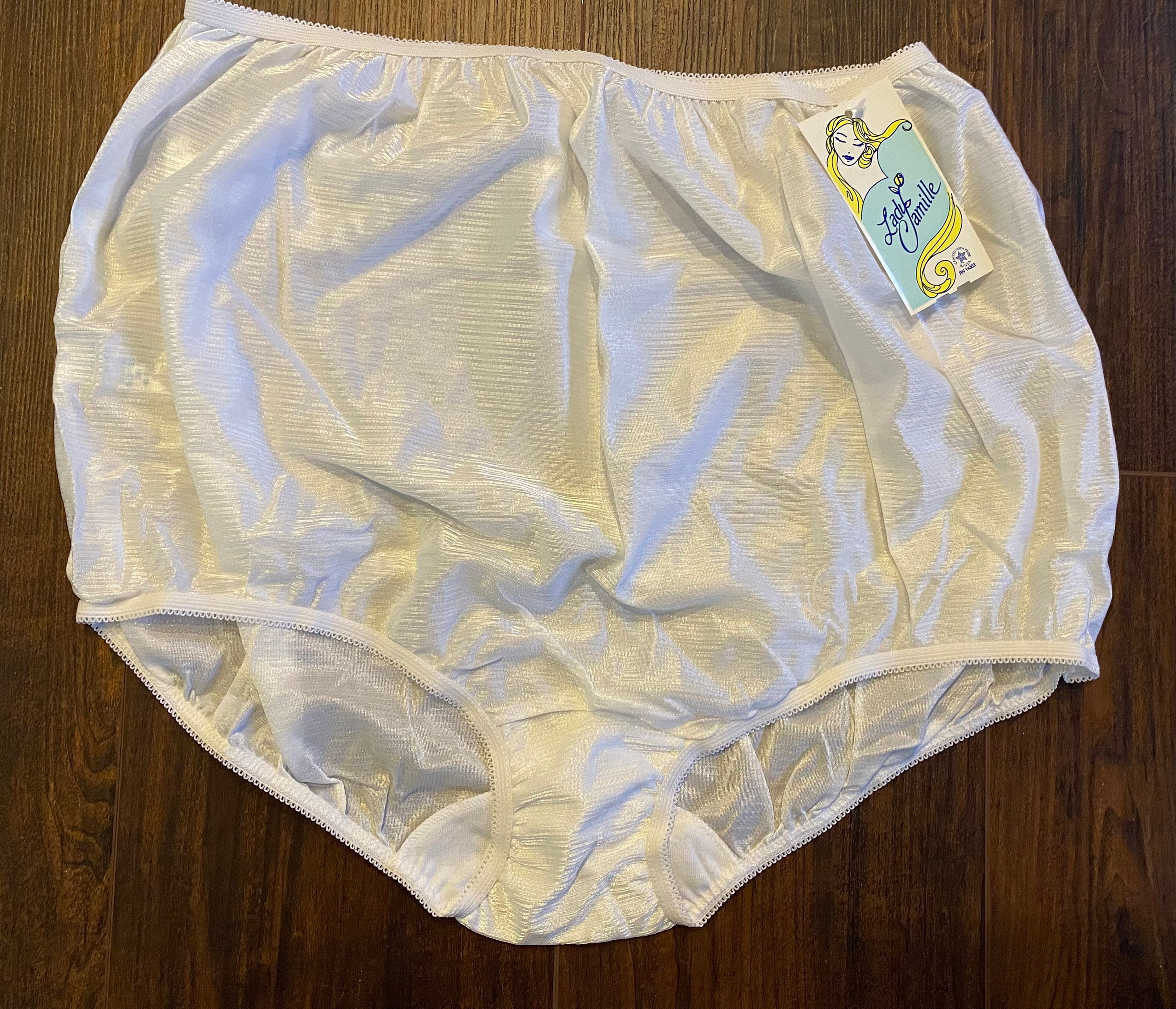 Vtg Southern Nights Size 8 White Nylon Tricot Brief Panties USA Mushroom  Gusset