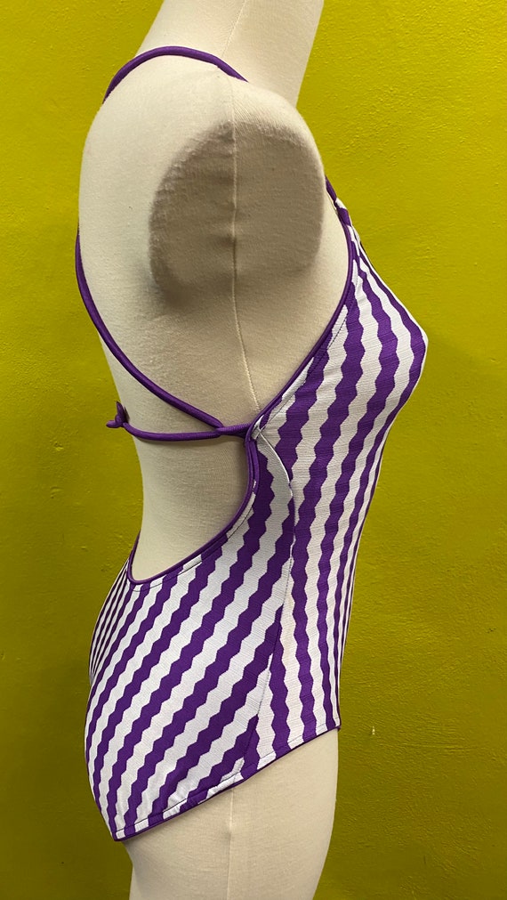 Vintage 1970’s-80’s Purple Zig Zag Swimsuit  32 On