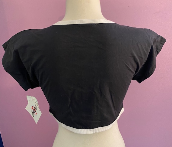 Vintage 1980’s CHIC Crop Top Black White Button S… - image 6