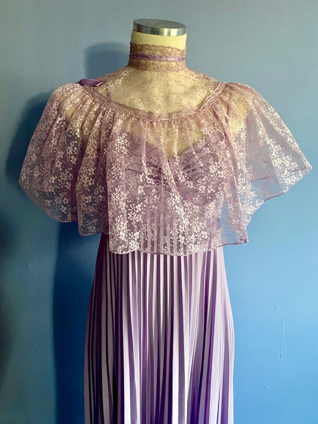 Vintage 1970s Lilac Midi Dress M