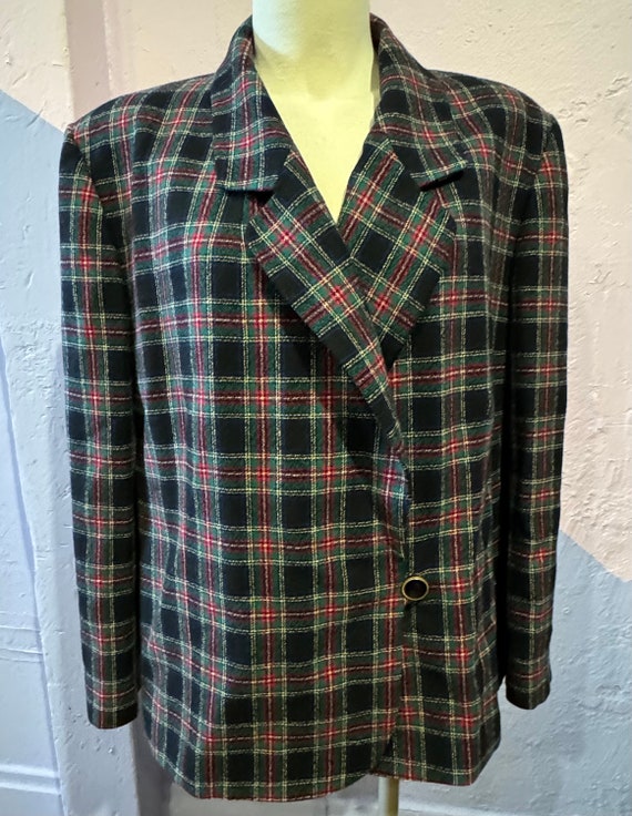 Vintage Pendleton Plaid One Button Jacket Pure Vi… - image 3