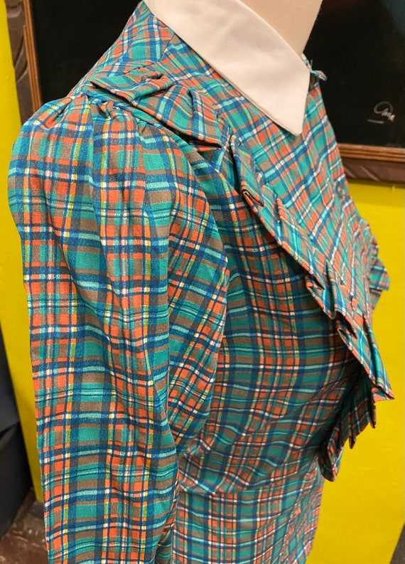 Vintage 1980’s Plaid Ruffle Pretty Tops Shirt Blo… - image 3