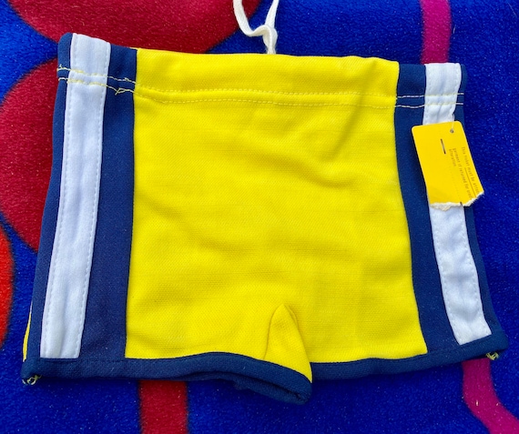 Vintage 1960’s Boys Swim Trunks Little Funky Knit… - image 1