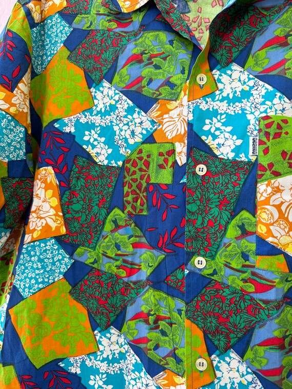 Vintage Oceano Floral Patchwork Button Front Men’… - image 5