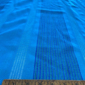 Vintage 1960’s-70’s Blue Gold Semi Sheer Loose Open Weave Drapery Fabric 48” BTY Curtains MCM Striped