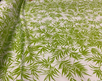 Vintage MCM 1960’s-70’s Green White David & Dash  Duet Bamboo Drapery Fabric cotton BTY