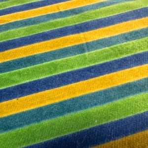 Vintage 1970’s Striped Velvet Fabric Green Blue 41”Wide BTY MCM