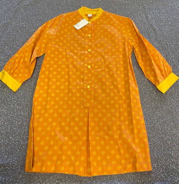 Vintage 1960’s Girls Orange Yellow  Nehru Collar … - image 1