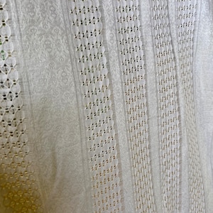 Vintage 1960’s-70’s White/ Beige MCM Cotton/ Rayon Drapery Fabric 46” BTY Chain Link Loose Weave Barker  Finland Flame Retardant