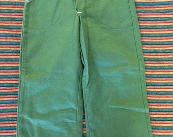 Vintage 1970’s Fashion Flares Green Jeans Boot Cut Bellbottom Pants Deadstock Kids 8