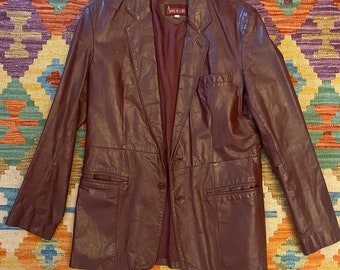 Vintage 1970’s-80’s Oxblood Leather Jacket Andre De Leure 40 Mens