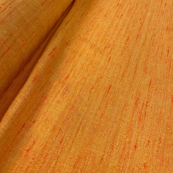 Vintage 1960’s Orange Creamsicle MCM Rayon Shantung style Drapery Fabric 47” BTY