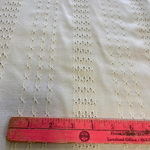 Vintage 1960’s-70’s Antique White MCM Drapery Fabric 48” BTY Loose Weave Curtain Striped